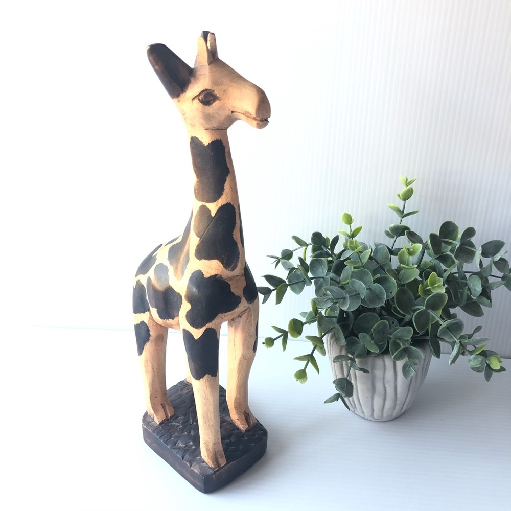 Handcrafted Black and Natural Giraffe Figurine - Home Accents